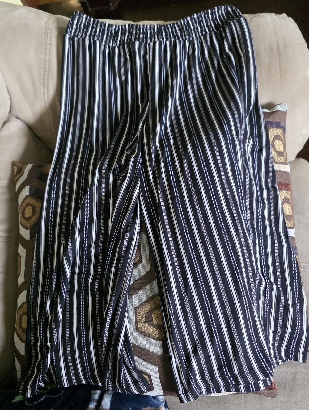 Ardene Black/white Wide Leg Capris Sz M